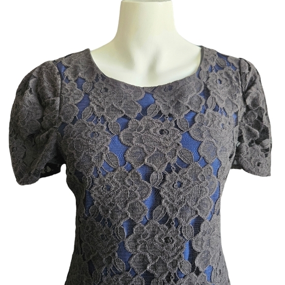 Saks Fifth Avenue Womens Floral Lace Overlay Dress Sz 6 - Picture 3 of 11